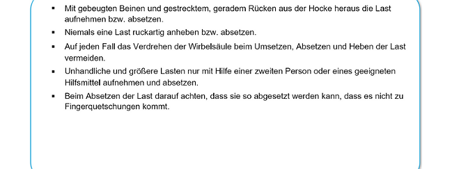 SZENARIS Heben, Tragen, Ziehen und Schieben
