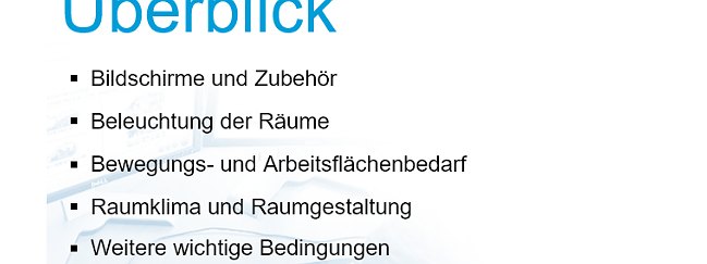SZENARIS Bildschirmarbeitsplätze I